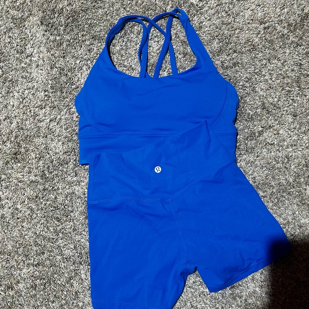 Lululemon Athletica Blue Tank and Shorts Set